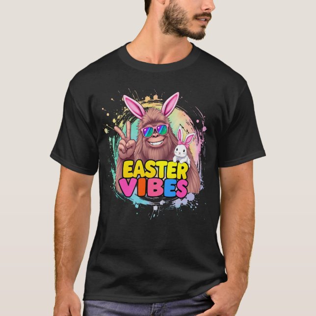 T-shirt Funny Vibes de Pâques Bigfoot Bunny Ears Sasquatat (Devant)