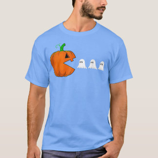 T-shirt Funny Video Game Halloween Pumpkin Eating Ghost Ga