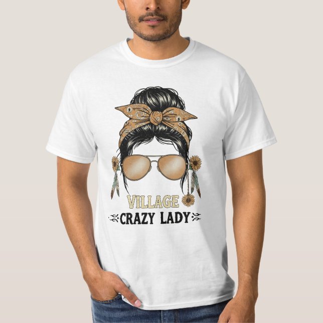 T-shirt Funny Village Crazy Lady Vibes Petite ville Humour (Devant)