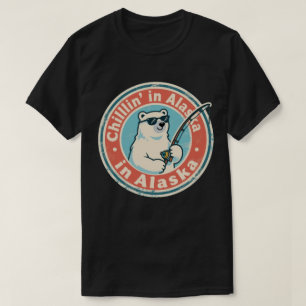 T-shirt Funny Vintage Alaska Chillin Ours Polaire Pêche