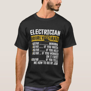 T-shirt Funny Vintage Electricien Vêtements Taux horaire H