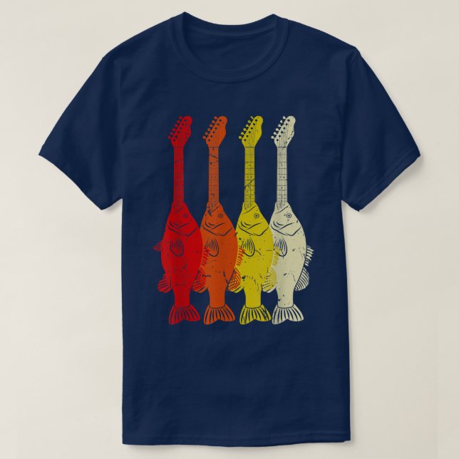 T-shirt Funny Vintage Fish Bass Guitare 941 (Design devant)