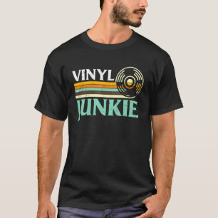 T-shirt Funny Vinyl Junkie Chemise Musique Vintage 33 45 7