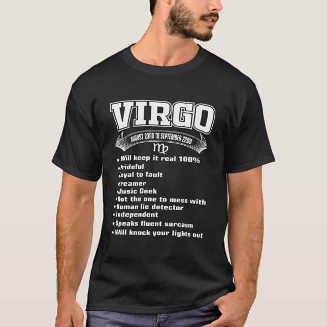 T-shirt Funny Virgo Faits Zodiac SIGNE Cadeau - Horoscope  (Devant)