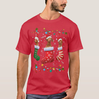 T-shirt Funny Vizsla Christmas Socks Lights Funny Dog Love