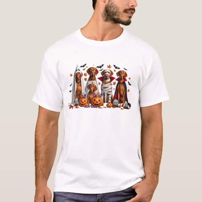T-shirt Funny Vizsla Halloween Amoureux des chiens (Devant)