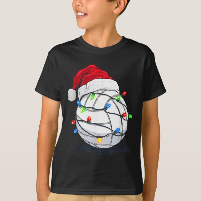 T-shirt Funny Volleyball Ball Christmas Graphics Lights Lo (Devant)