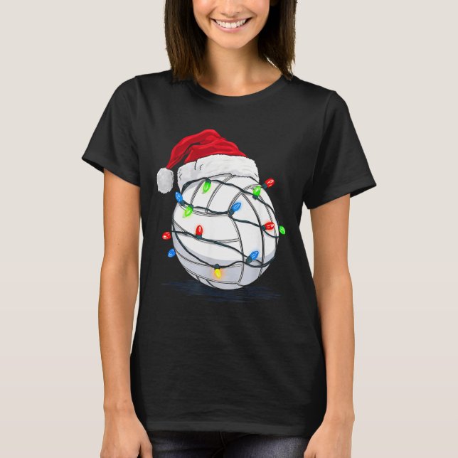 T-shirt Funny Volleyball Ball Christmas Graphics Lights Lo (Devant)