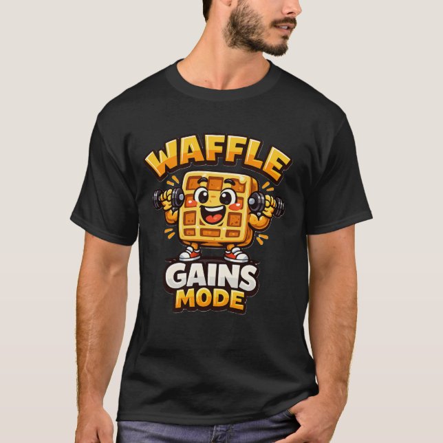 T-shirt Funny Waffle Gains Mode Shirt Cute Gym Waffle Tee (Devant)
