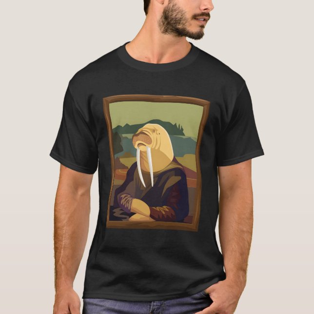 T-shirt Funny Walrus Mona Lisa Art Parody (Devant)