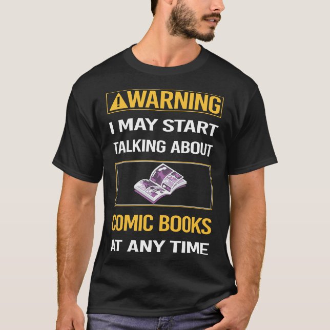 T-shirt Funny Warning Comic Books Comics (Devant)