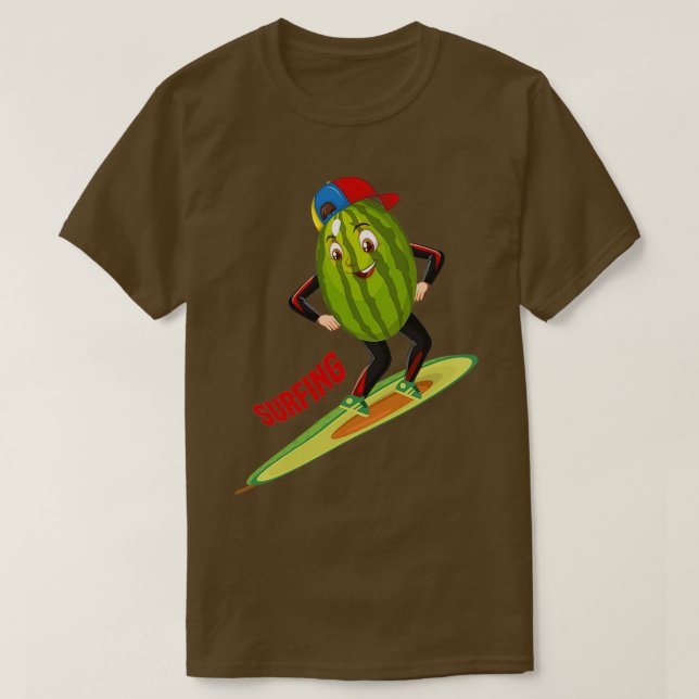 T-shirt Funny Watermelone Surfing Utilisation de l'autocol (Design devant)