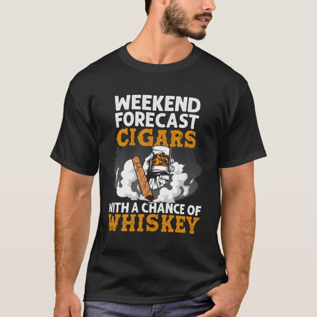 T-shirt Funny Weekend Prévision Cigars Et Whiskey Cadeau P (Devant)