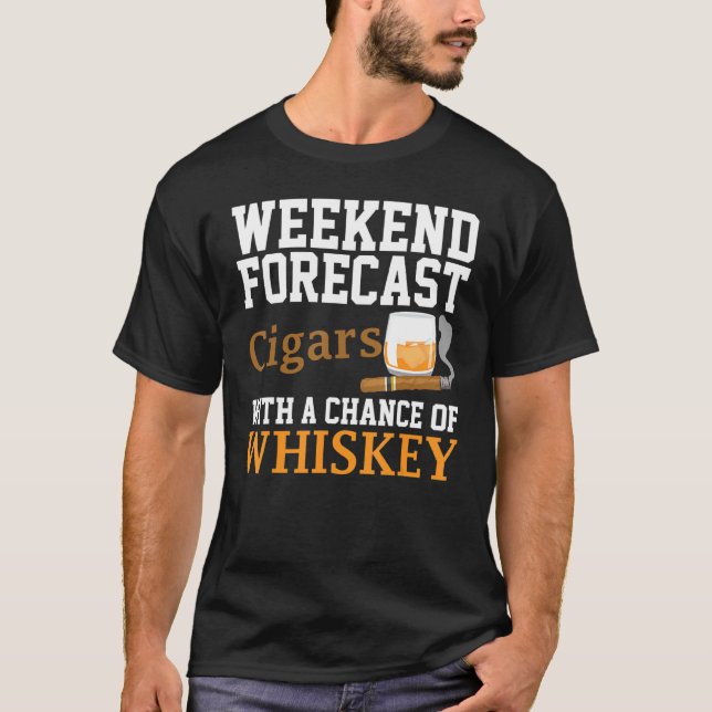 T-shirt Funny Weekend Prévision Cigars Et Whiskey Pour Hom (Devant)