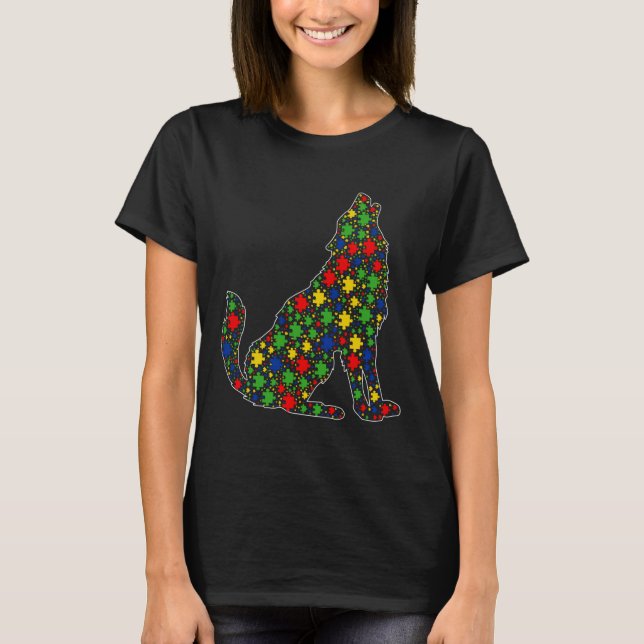 T-shirt Funny Wolf Animaux Puzzle Pièces Sensibilisation s (Devant)