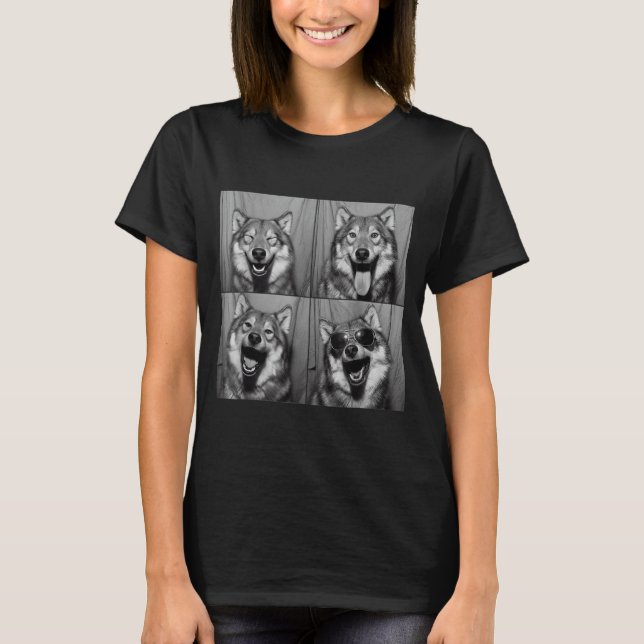 T-shirt Funny Wolf Photo Booth Sungles Dog  (Devant)