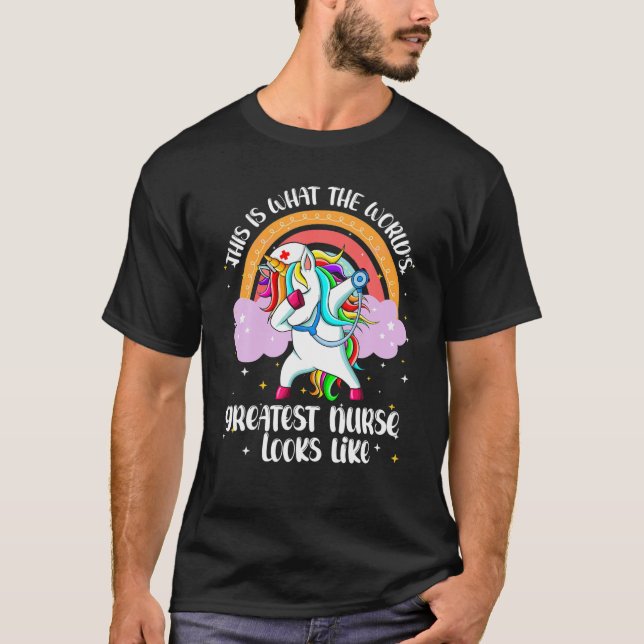 T-shirt Funny World Greatest Nurse RN Nursing Unicorn Rain (Devant)