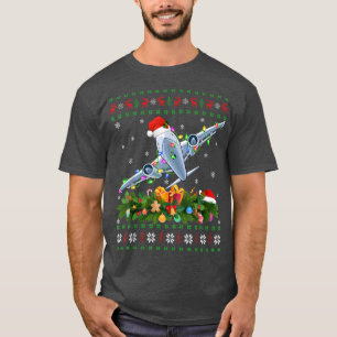 T-shirt Funny Xmas Éclairage Arbre Père Noël Avion laid Ch
