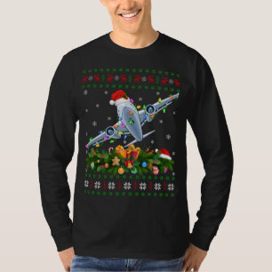 T-shirt Funny Xmas Éclairage Arbre Père Noël Avion laid Ch