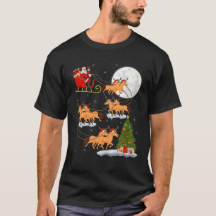 T-shirt Funny Xmas Éclairage Arbre Père Noël équitatio