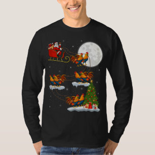 T-shirt Funny Xmas Éclairage Arbre Père Noël équitation Co