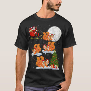 T-shirt Funny Xmas Éclairage arbre Père Noël équitation éc