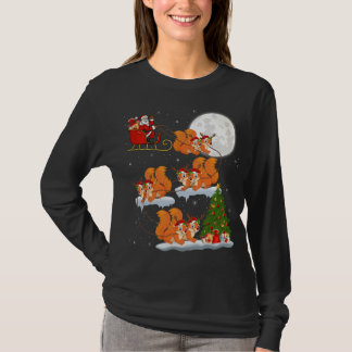 T-shirt Funny Xmas Éclairage arbre Père Noël équitation éc