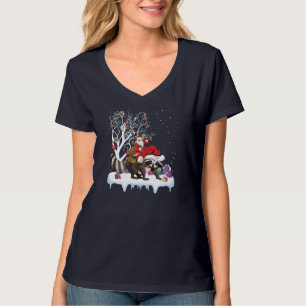 T-shirt Funny Xmas Éclairage Arbre Père Noël équitation Ra