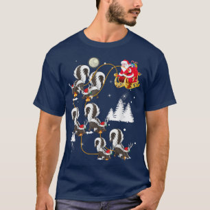 T-shirt Funny Xmas Éclairage Arbre Père Noël équitation Sk