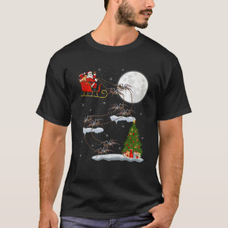 T-shirt Funny Xmas Éclairage Arbre Père Noël équitation Ta