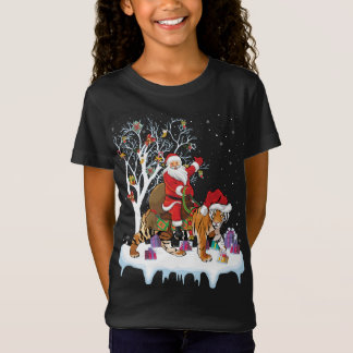 T-Shirt Funny Xmas Éclairage Arbre Père Noël équitation Ti