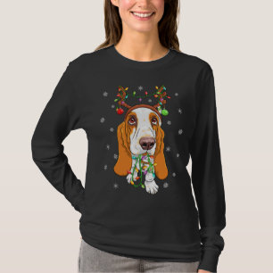 T-shirt Funny Xmas Éclairage Rendeer Casquette Basset Houn