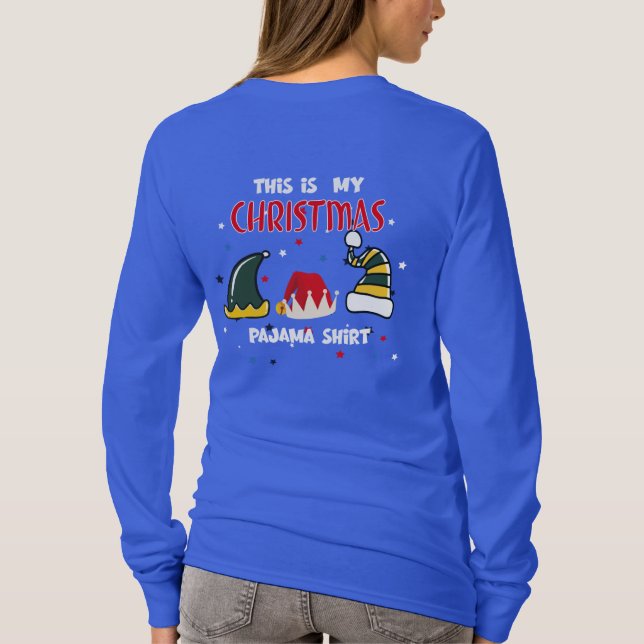 T-shirt Funny Xmas Hat, Christmas Pajama Shirt, Holiday (Dos)