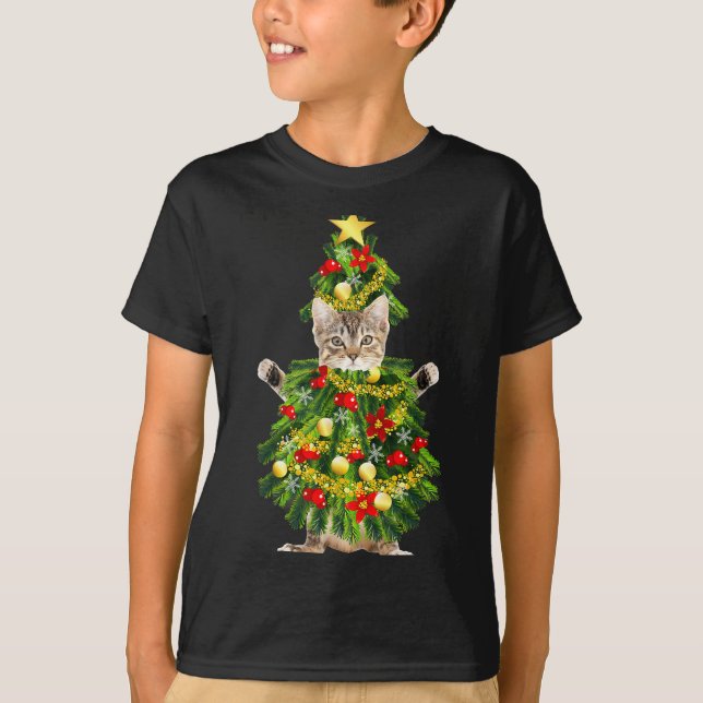T-shirt Funny Xmas Holiday Cat Christmas Tree For Cat Kitt (Devant)