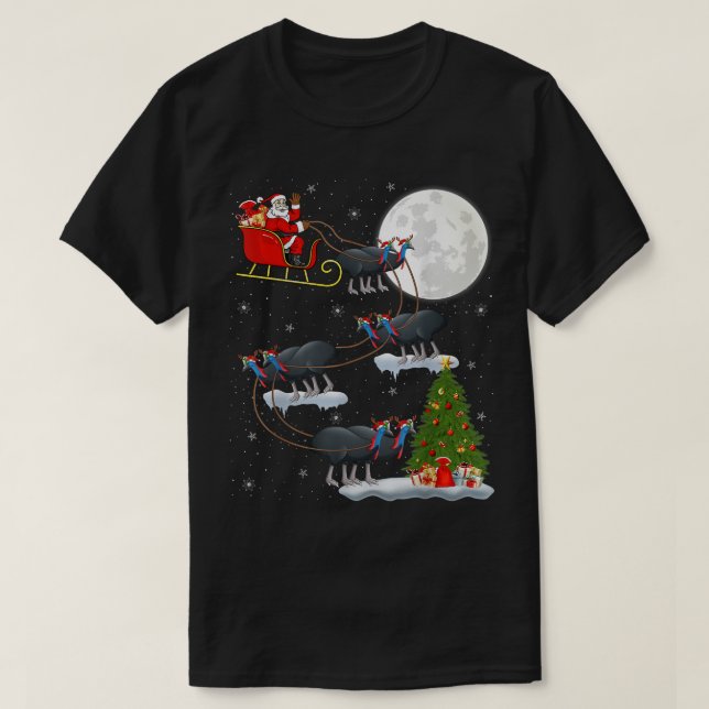T-shirt Funny Xmas Lighting Tree Père Noël équitation Cass (Design devant)