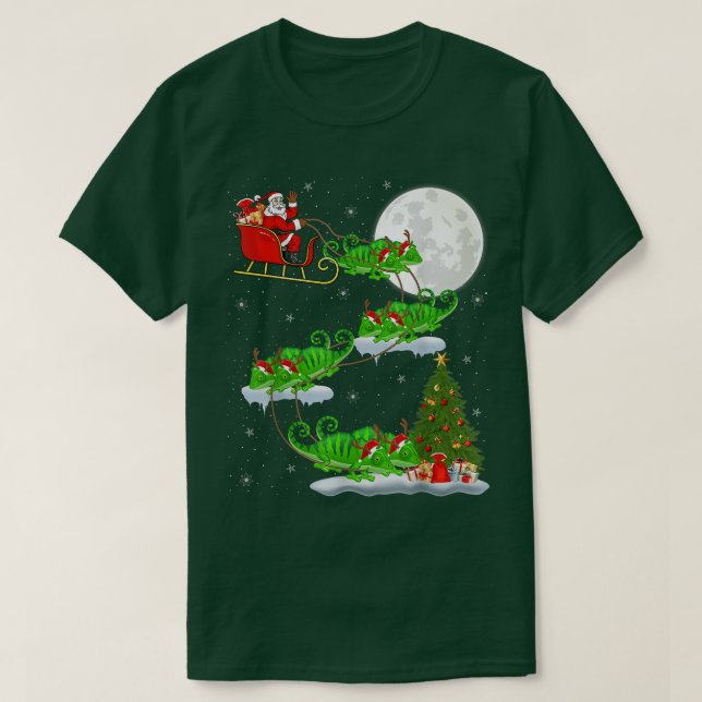 T-shirt Funny Xmas Lighting Tree Père Noël équitation Cham (Design devant)