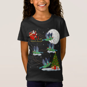 T-Shirt Funny Xmas Lighting Tree Père Noël équitation Coli