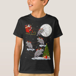 T-shirt Funny Xmas Lighting Tree Père Noël équitation Mana