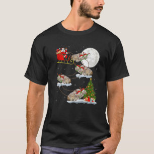T-shirt Funny Xmas Lighting Tree Père Noël équitation Pika
