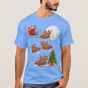 T-shirt Funny Xmas Lighting Tree Père Noël équitation Walr