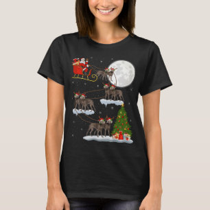 T-shirt Funny Xmas Lighting Tree Père Noël équitation Weim