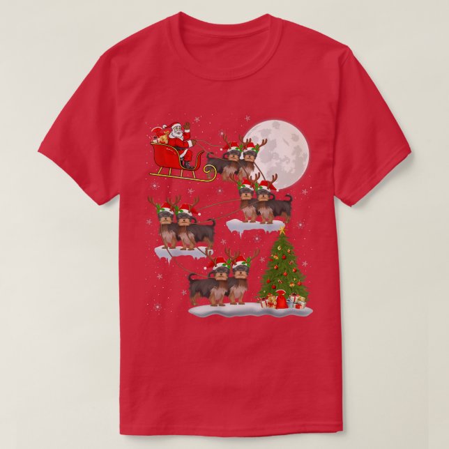 T-shirt Funny Xmas Lighting Tree Père Noël équitation York (Design devant)