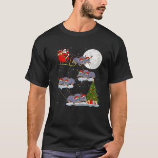 T-shirt Funny Xmas Lighting Tree Père Noël Riding Moles Ch