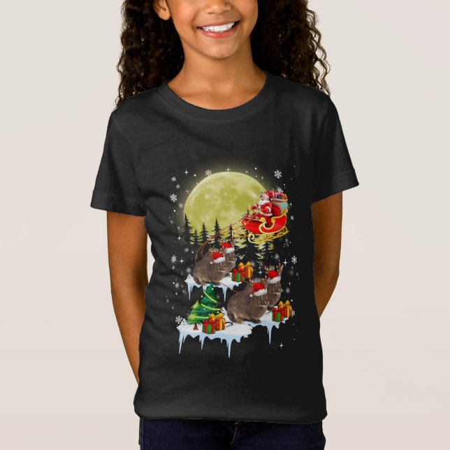 T-Shirt Funny Xmas Lighting Tree Père Noël Riding Rabbit C (Devant)