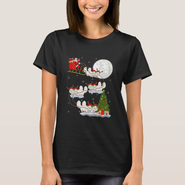 T-shirt Funny Xmas Lighting Tree Santa Riding (Devant)
