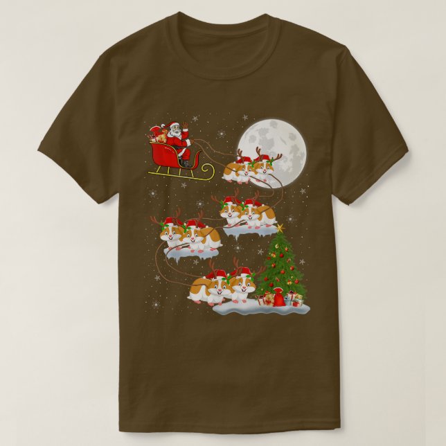 T-shirt Funny Xmas Lighting Tree Santa Riding Hamster Chri (Design devant)