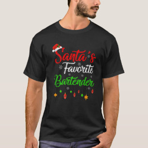 T-shirt Funny Xmas Père Noël Favori Bartender Noël
