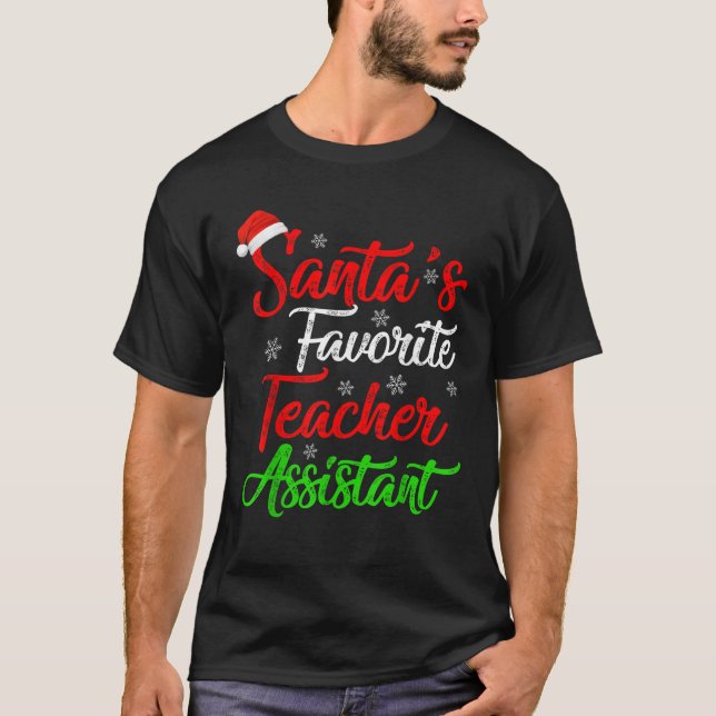 T-shirt Funny Xmas Père Noël's Favori enseignant Assistant (Devant)