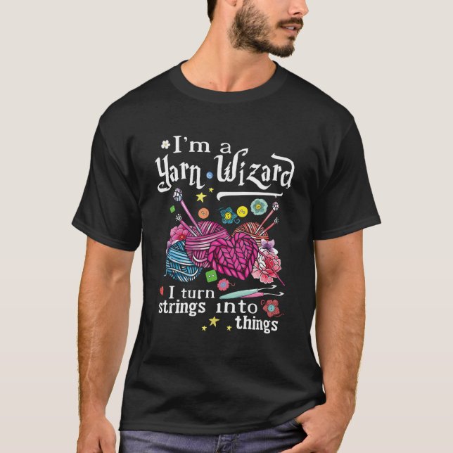 T-Shirt Funny Yarn Wizard Pour Femmes Ou Filles (Devant)