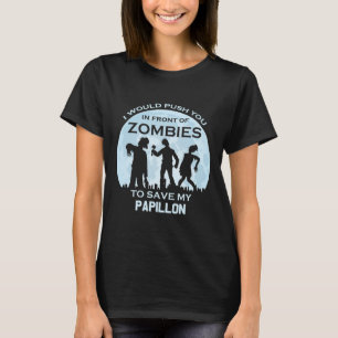 T-shirt Funny Zombie Halloween Pet Papillon
